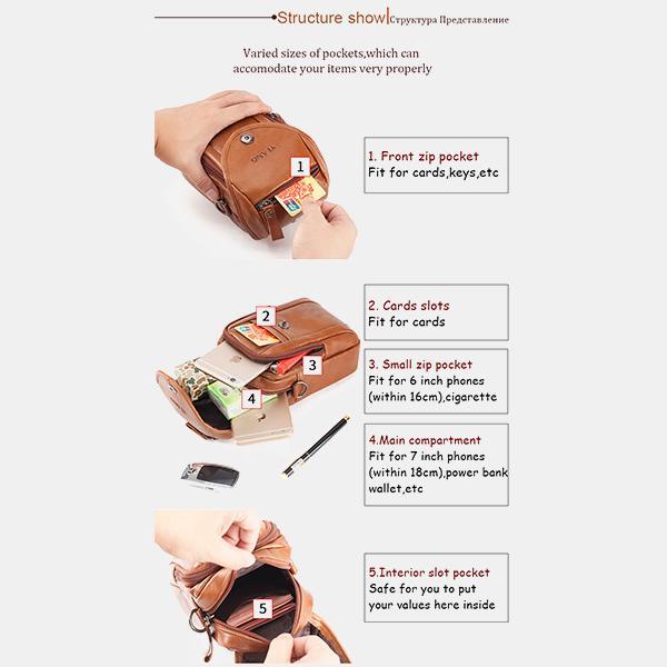 Men's Genuine Leather Phone Purse – Crossbody & Waist Bag for Daily Use