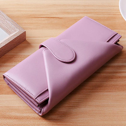 Portafoglio lungo retrò multi-slot in vera pelle – Portafoglio elegante per donna