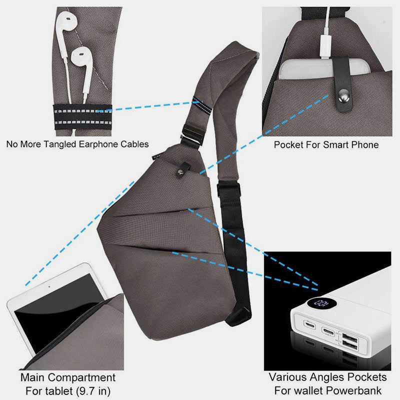 Anti-theft Waterproof Sling Bag for Men - Stylish Crossbody Chest Bag