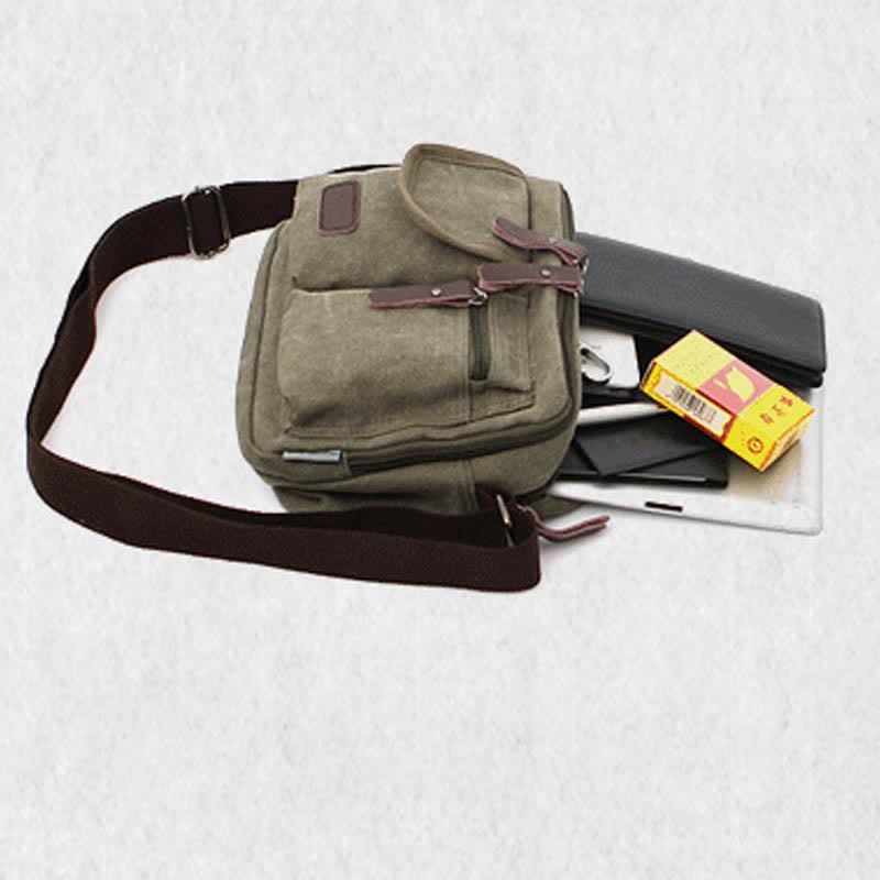 Borsa a tracolla in tela retrò da uomo - Borsa a tracolla casual