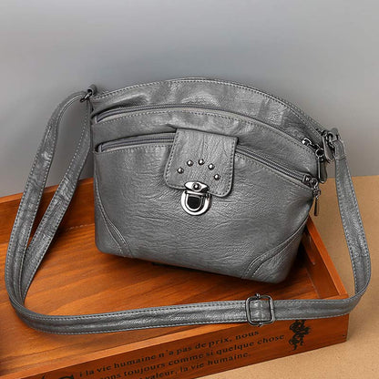 Retro Faux Leather Crossbody Bag for Women – Small Shoulder Purse for Daily Use