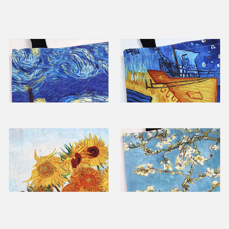 Handbag for Women - Starry Sky Oil Painting Canvas Beach Shoulder Bag