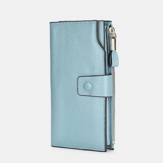 RFID Leather Retro Long Wallet with Zipper Pocket – Large Capacity Purse for Women
