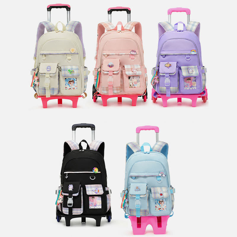 School Backpack for Kids – Cute Pattern Rolling Backpack with Adjustable Straps