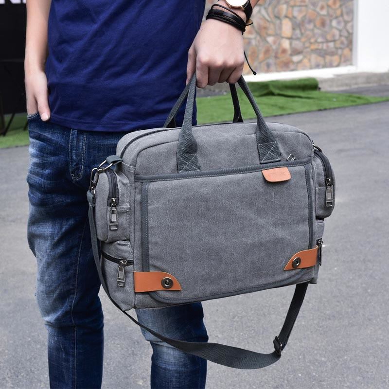 Messenger Bag for Men – Casual Canvas Multi-Pocket Crossbody Bag with Adjustable Strap