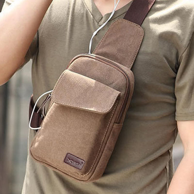 Sling Bag for Men – Multifunctional Outdoor Sports Canvas Chest Bag