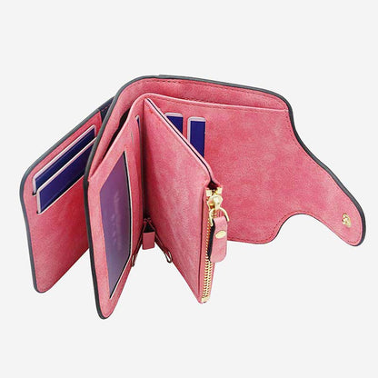 Small Wallet for Women – Multi-Slot Bifold Wallet with Zipper Pocket & ID Window