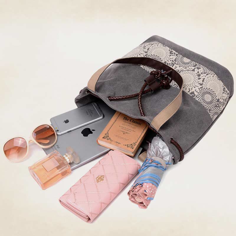 Shoulder Bag for Women – Casual Large Capacity Printed Canvas Shopping Handbag