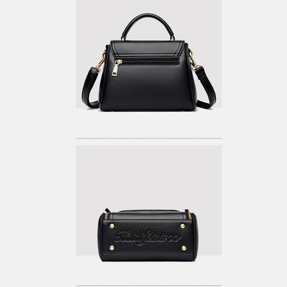 Medium Double Compartment Leather Satchel Handbag with Crossbody Strap – Stylish Top Handle Purse for Women