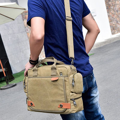 Messenger Bag for Men – Casual Canvas Multi - Pocket Crossbody Bag with Adjustable Strap - VOTVO