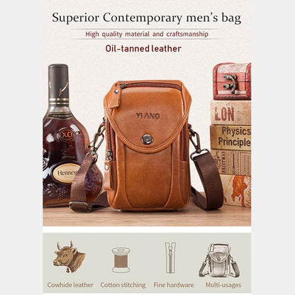 Men's Genuine Leather Phone Purse – Crossbody & Waist Bag for Daily Use