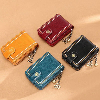 Genuine Leather RFID Multi-Slots Wallet Purse for Women
