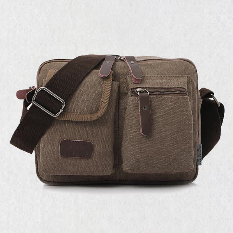 Borsa a tracolla in tela retrò da uomo - Borsa a tracolla casual