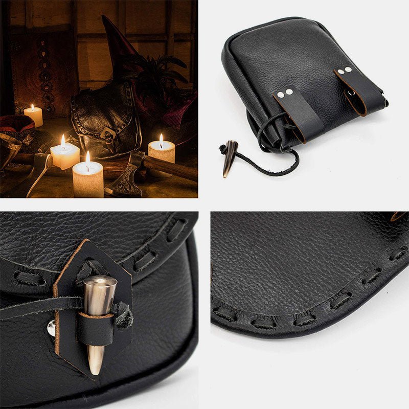 Renaissance Belt Pouch Holster - EDC Leather Waist Bag Cosplay Coin Purse - VOTVO