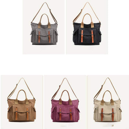 Large Capacity Women’s Canvas Tote – Casual Crossbody Shoulder Handbag Messenger Bag