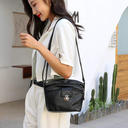 Retro Faux Leather Crossbody Bag for Women – Small Shoulder Purse for Daily Use