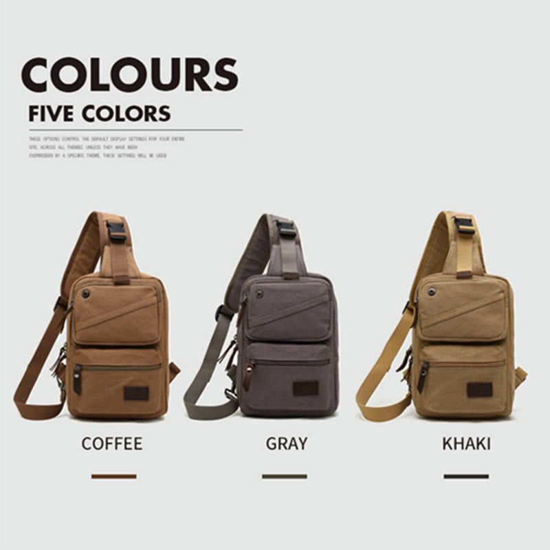 Sling Bag for Men - Retro Canvas Crossbody Fanny Pack Backpack
