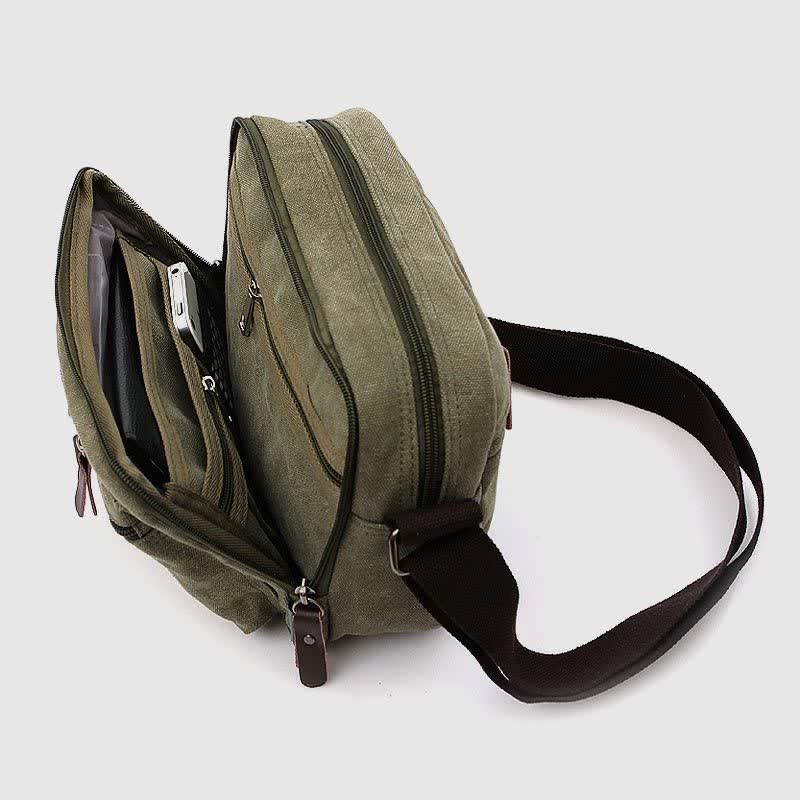 Borsa a tracolla in tela retrò da uomo - Borsa a tracolla casual