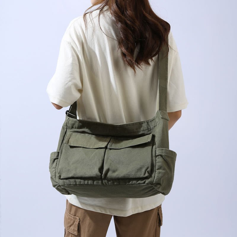 Multi - Pocket Canvas Crossbody Bag for Women | Retro Lightweight Shoulder Bag - VOTVO