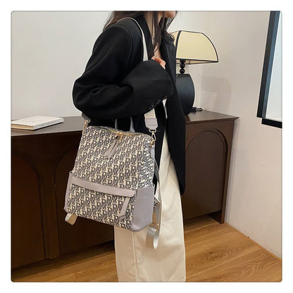 Oil Painting Canvas Backpack – Retro Houndstooth Large Student Daypack for Women, Stylish and Practica - VOTVO