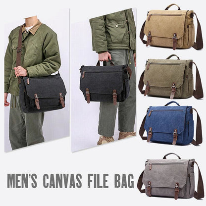 Messenger Bag for Men – Portable Large Capacity Canvas Business Briefcase
