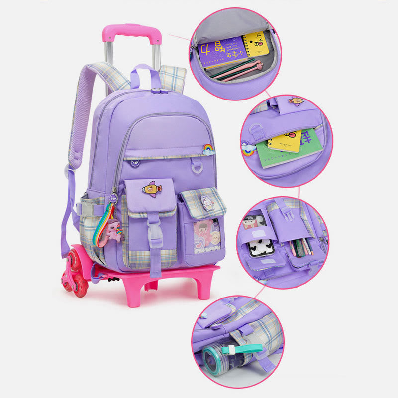 School Backpack for Kids – Cute Pattern Rolling Backpack with Adjustable Straps