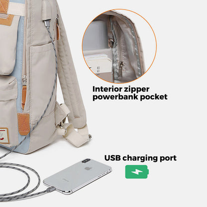 Zaino multifunzionale da college britannico di grande capacità con porta di ricarica USB