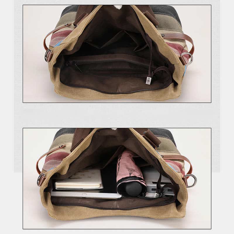 Multifunction Color Block Canvas Tote Bag | Hobo Shoulder Bag & Crossbody Purse - VOTVO