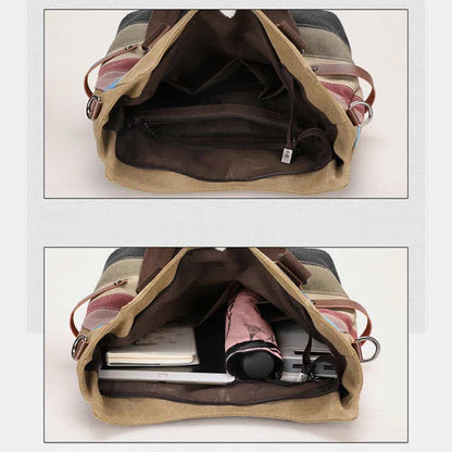 Multifunction Color Block Canvas Tote Bag | Hobo Shoulder Bag & Crossbody Purse - VOTVO
