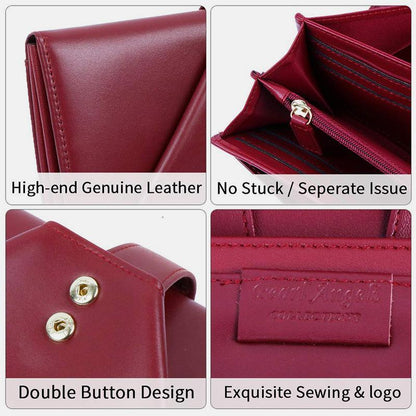 Portafoglio lungo retrò multi-slot in vera pelle – Portafoglio elegante per donna
