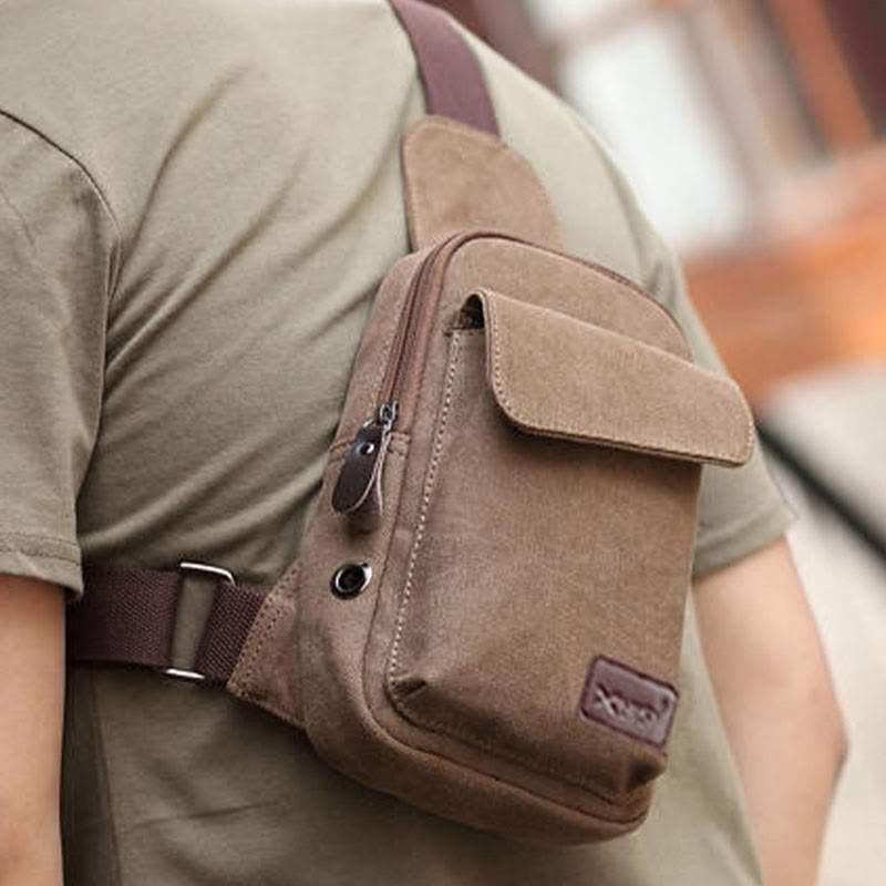 Sling Bag for Men – Multifunctional Outdoor Sports Canvas Chest Bag