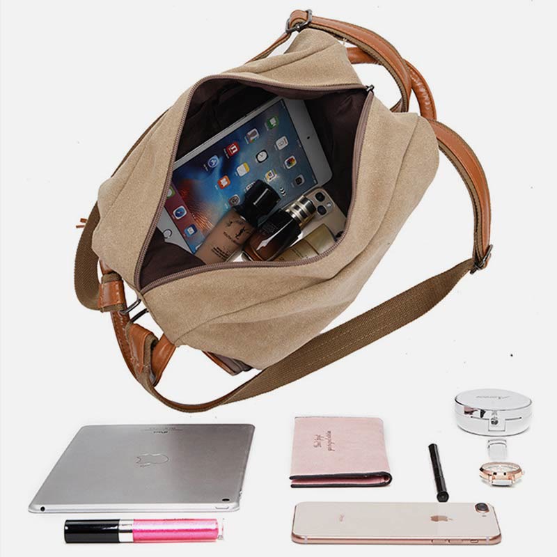 Multifunctional Women's Backpack with Tassel Decor – Durable Canvas Travel Daypack
