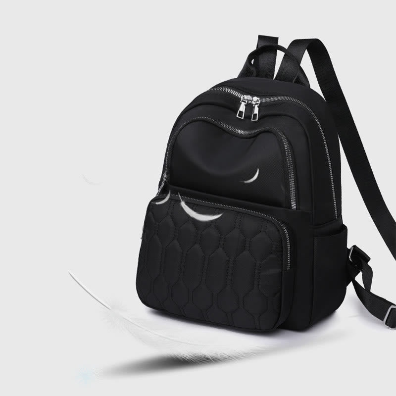 Quilted Nylon Backpack for Women – Stylish Solid Color Travel Daypack