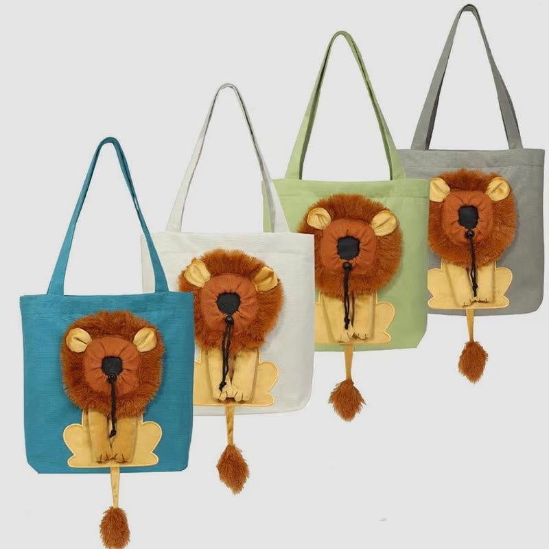 Pet Carrier for Small Animals - Travel Canvas Shoulder Bag with Cute Lion Design - VOTVO