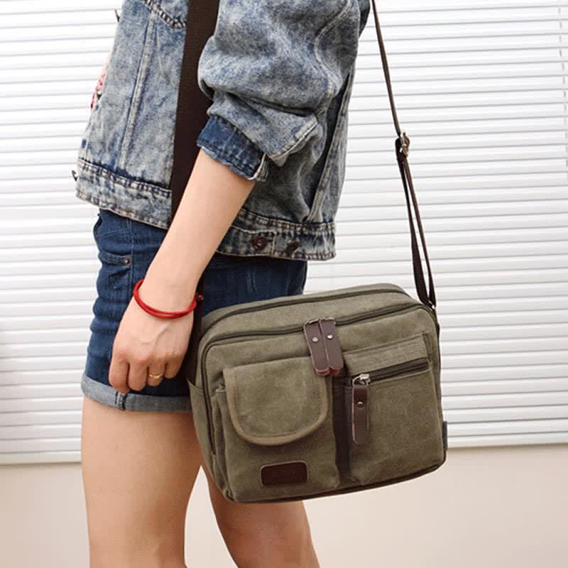 Borsa a tracolla in tela retrò da uomo - Borsa a tracolla casual