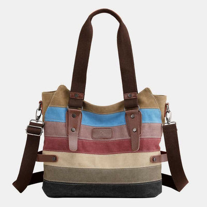 Multifunction Color Block Canvas Tote Bag | Hobo Shoulder Bag & Crossbody Purse - VOTVO