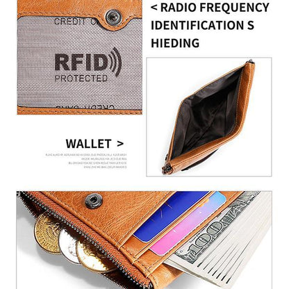 Men's RFID Anti-theft Retro Wallet – Genuine Leather, Secure & Stylish