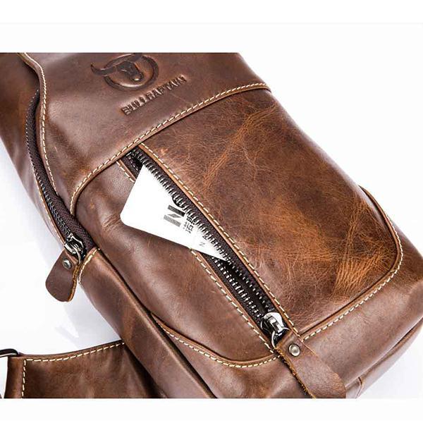 Men's Genuine Leather Sling Bag – Vintage Crossbody Backpack, Waterproof and Durable - VOTVO