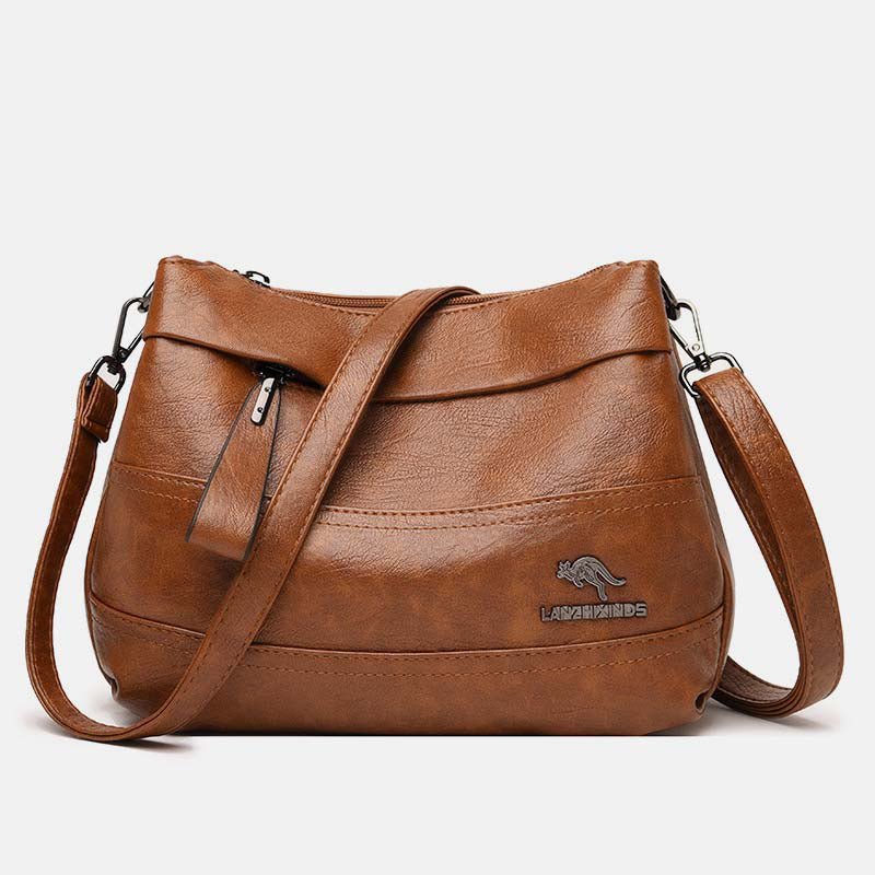 Triple Compartment Leather Handbag for Women Small Casual Crossbody Shoulder Bag - VOTVO