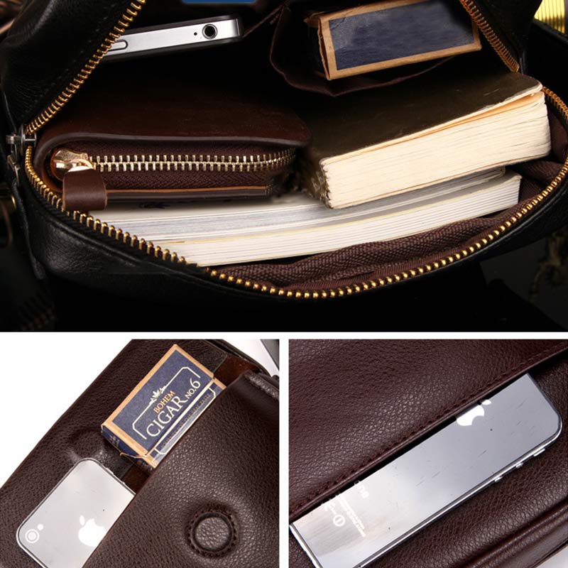 Men's Leather Crossbody Messenger Shoulder Bag for Work & Business – Small PU Leather Satchel