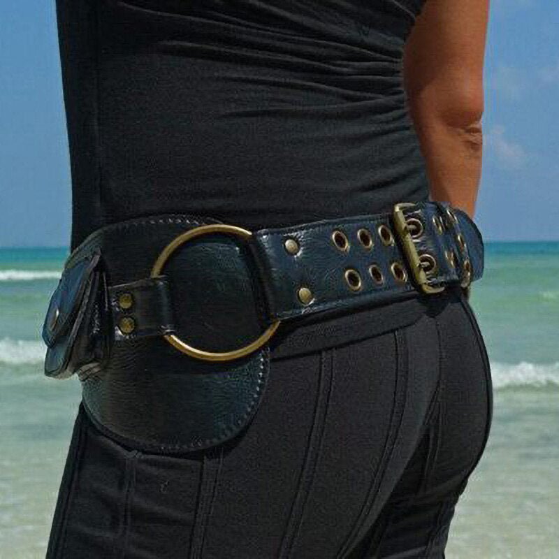 Medieval Unisex Boho Leather Utility Belt Bag - Waist Bag & Phone Pouch - VOTVO
