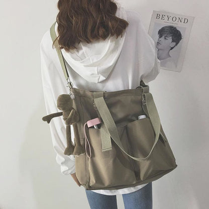 Waterproof Canvas Tote Bag for Women – Large Capacity Crossbody & Shoulder Bag for Students - VOTVO
