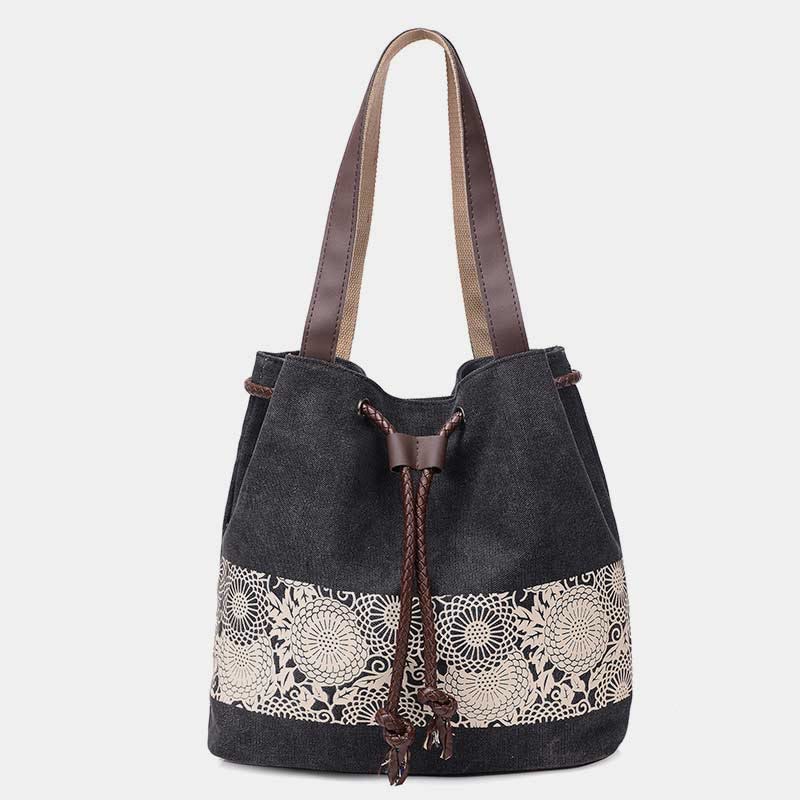 Shoulder Bag for Women – Casual Large Capacity Printed Canvas Shopping Handbag