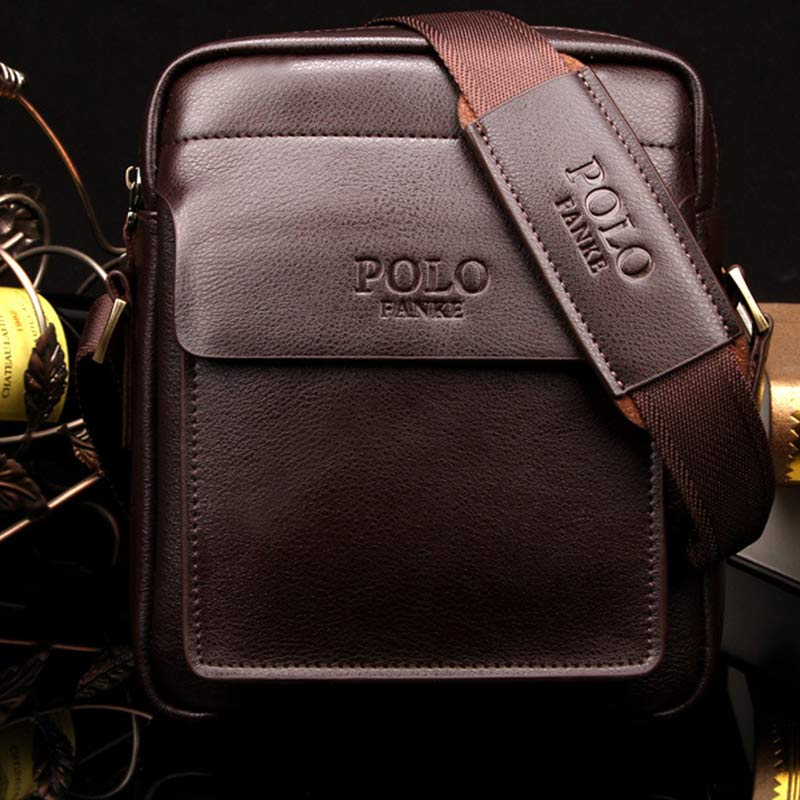 Men's Leather Crossbody Messenger Shoulder Bag for Work & Business – Small PU Leather Satchel