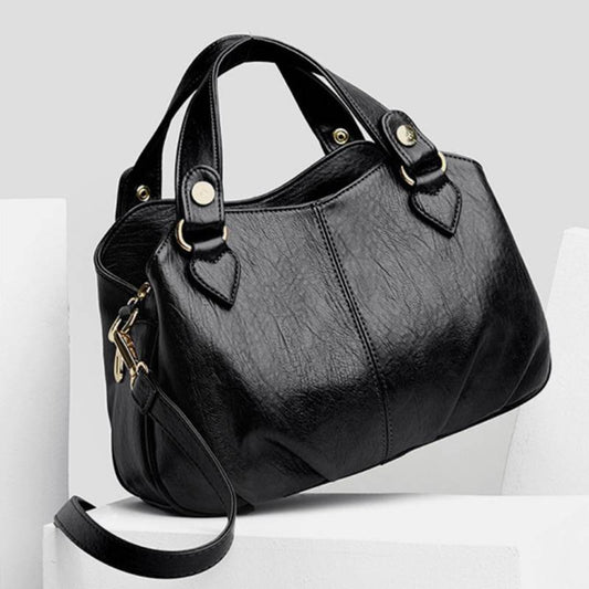 Borsa a tracolla da donna in pelle con triplo scomparto e manico superiore – Borsa a tracolla con tracolla regolabile