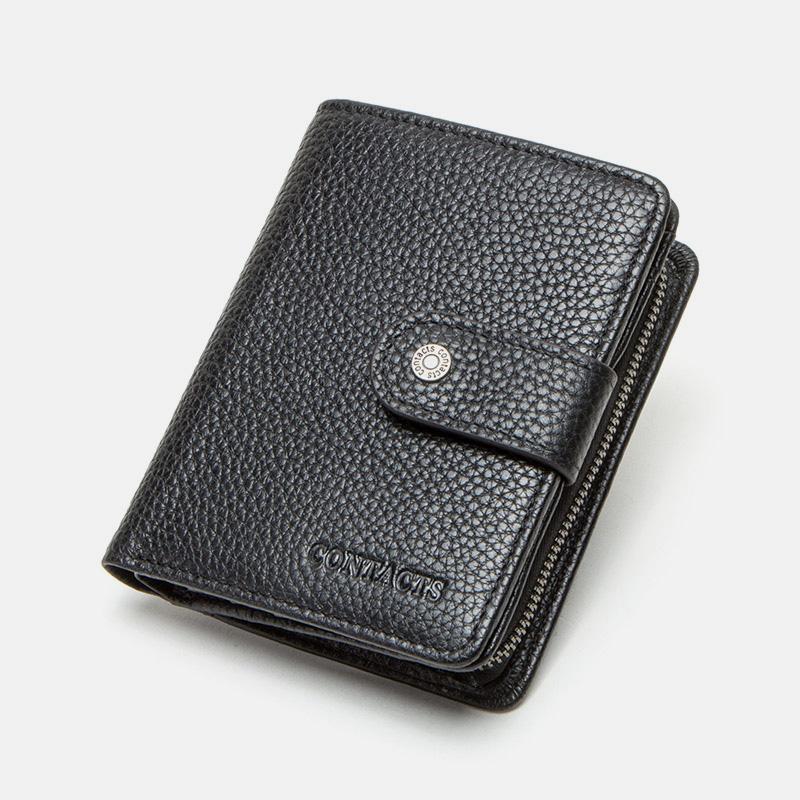 RFID GenuineLeather Multi-Card Buckle Wallet
