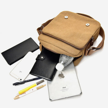 Retro Canvas Messenger Bag for Men – Crossbody Shoulder Bag for Business & Travel