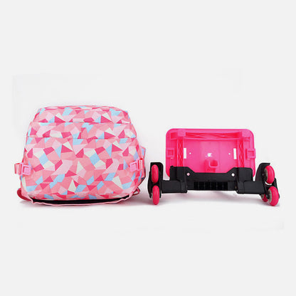 Rolling Wheels School Bag for Girls – Colorful Printing Backpack with Adjustable Straps & Two-Wheel Design
