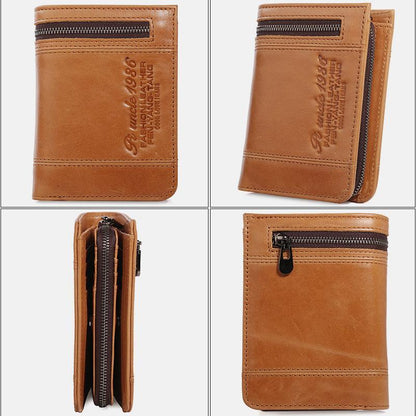 Portafoglio bifold RFID di grande capacità per uomo - Retro in vera pelle con 20 scomparti per carte e tasche con cerniera