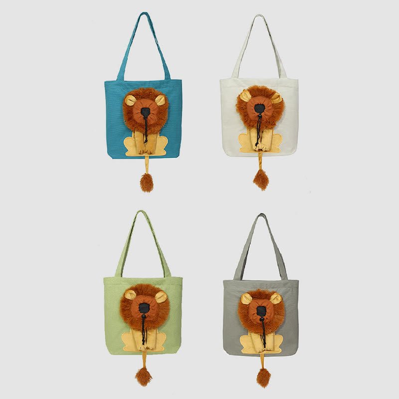 Pet Carrier for Small Animals - Travel Canvas Shoulder Bag with Cute Lion Design - VOTVO